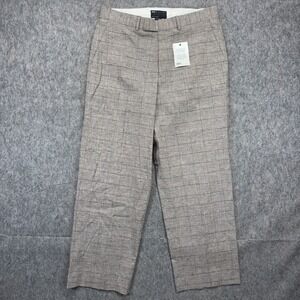 ASOS Linen Blend Trousers Men 34x30 Houndstooth Glen Plaid Relaxed Straight New‎